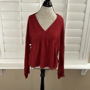TRUE CRAFT Drop Shoulder Cotton Peasant Top
